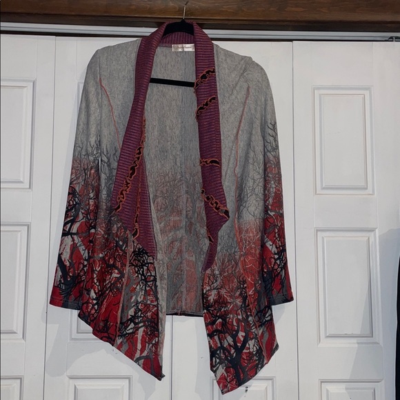 Simply Couture Sweaters - Simply Couture Red and Blue Striped Cardigan